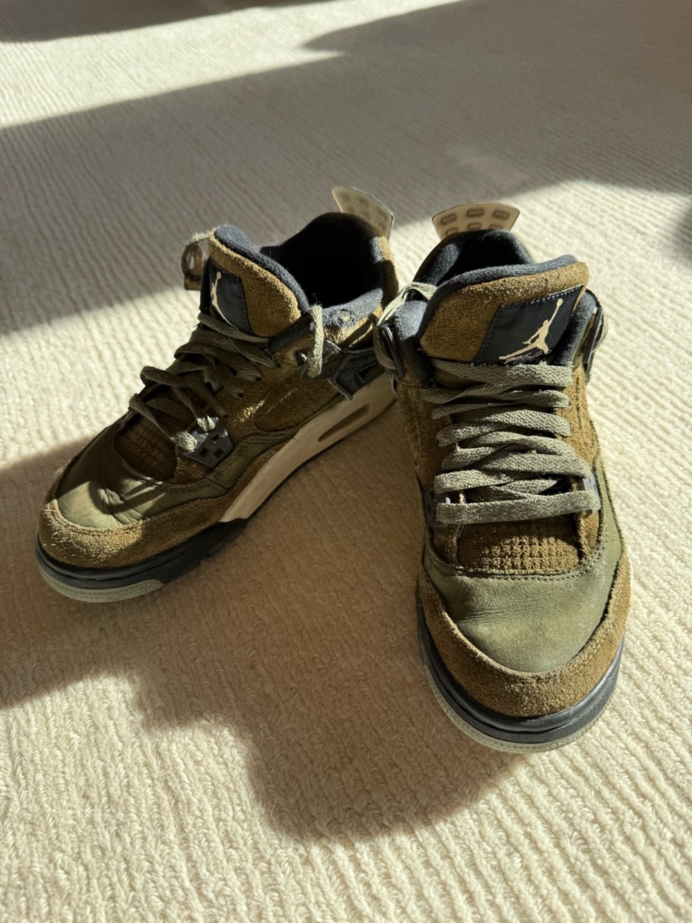 Boys Mens Jordan Nike Air Suede High top Vintage Sneakers Olive Green Black 6